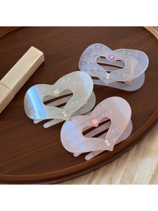 Beau - Decorative Plastic Heart Duckbill Hair Clip