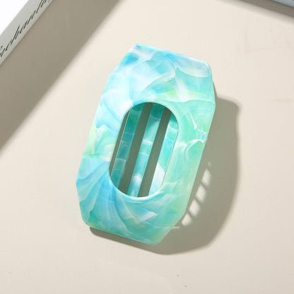 Beau - Marble Pattern Geometric Oval Hair Clip