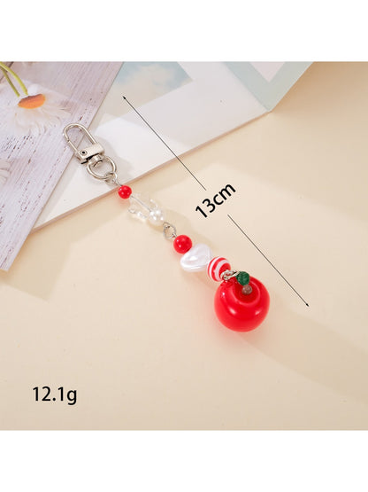 Keypus - Acrylic Beaded Tomato Phone Charm Keychain