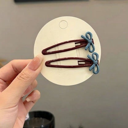Beau - Glossy Bow Detail Alloy Plastic Hair Clip Set