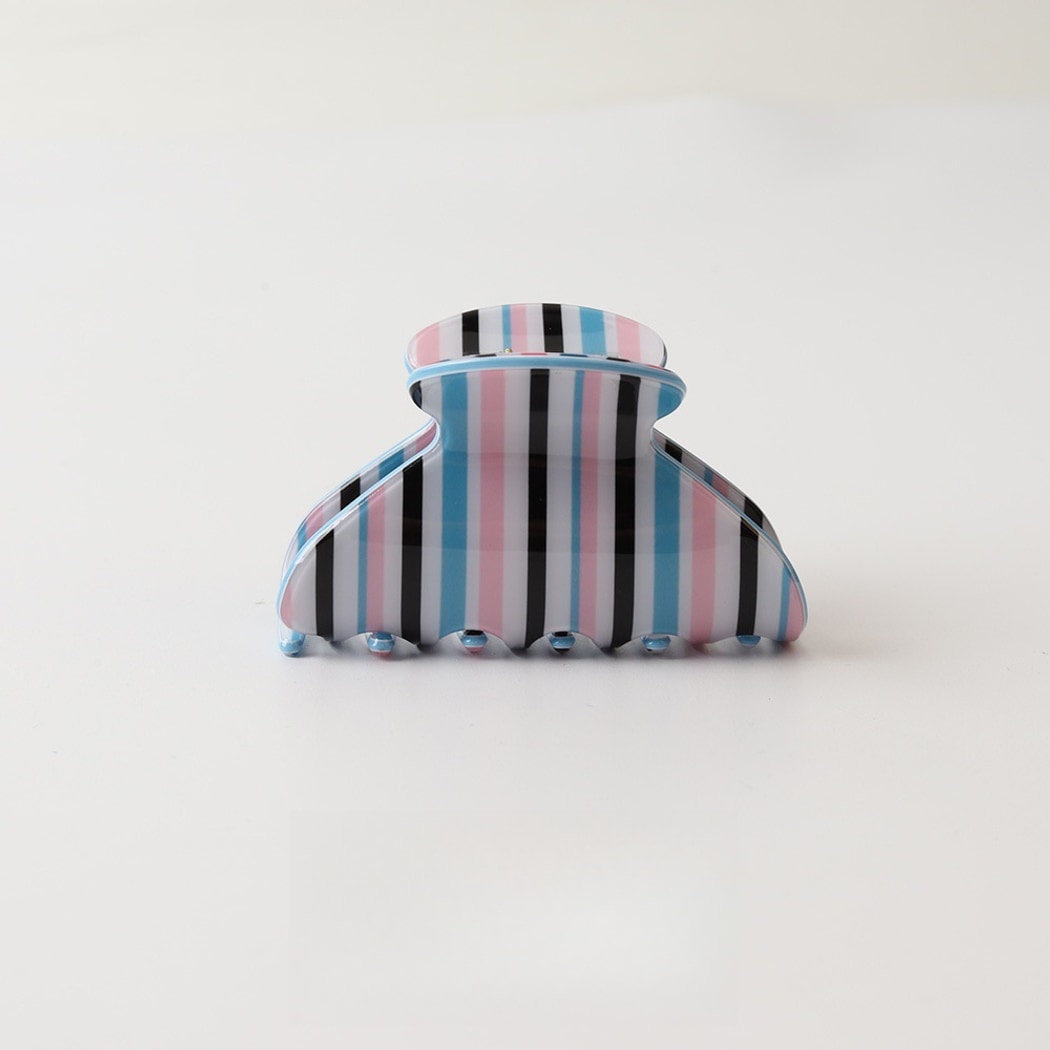 Beau - PVC Striped Pattern Curved Claw Clip