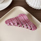 Beau elegant pink plaid hair claw clip packaged in clear box