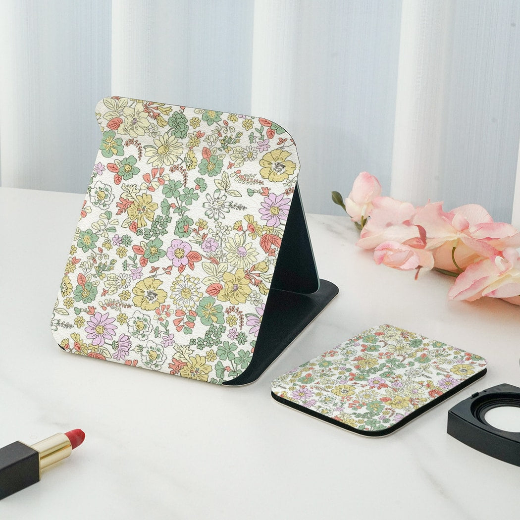 Mirroray - Floral Double-Sided Print Folding Makeup Mirror