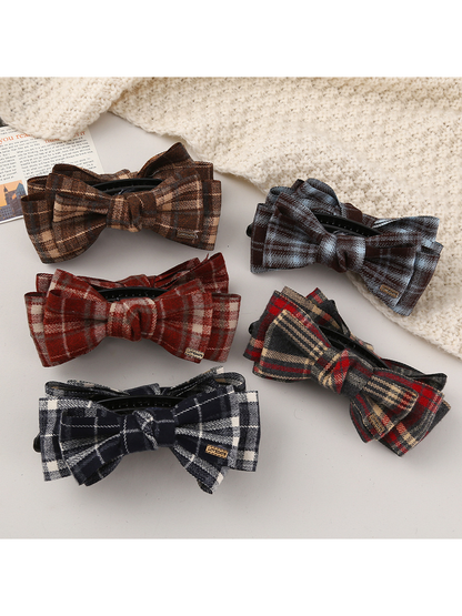 Beau - Vintage Bow Plaid Large Claw Clip