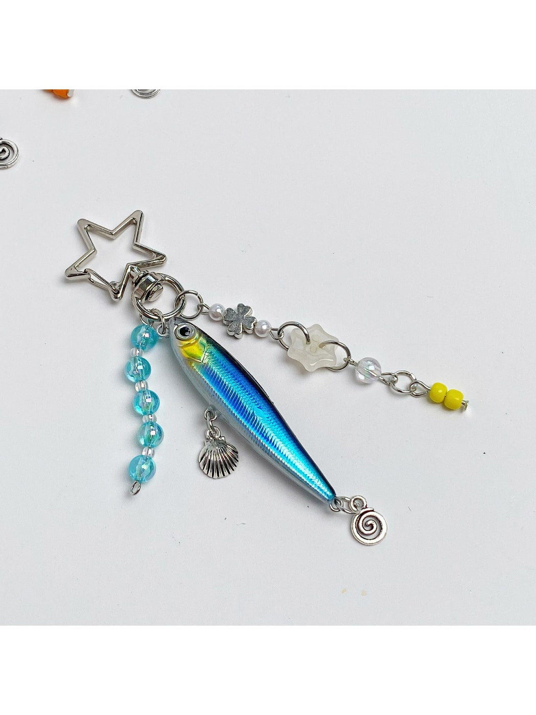 Keypus - Beaded Look Fish Keychain Bag Charm Keychain