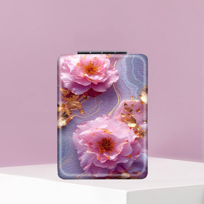 Mirroray - PU Floral Pattern Compact Makeup Mirror