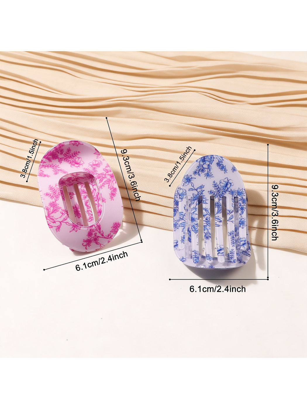 Beau - Textured Oval Hair Holder Claw Clip