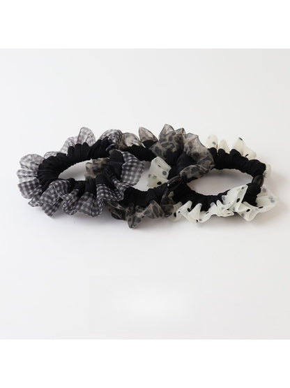 Gifty - Ruched Mesh Splice Patterned Scrunchie