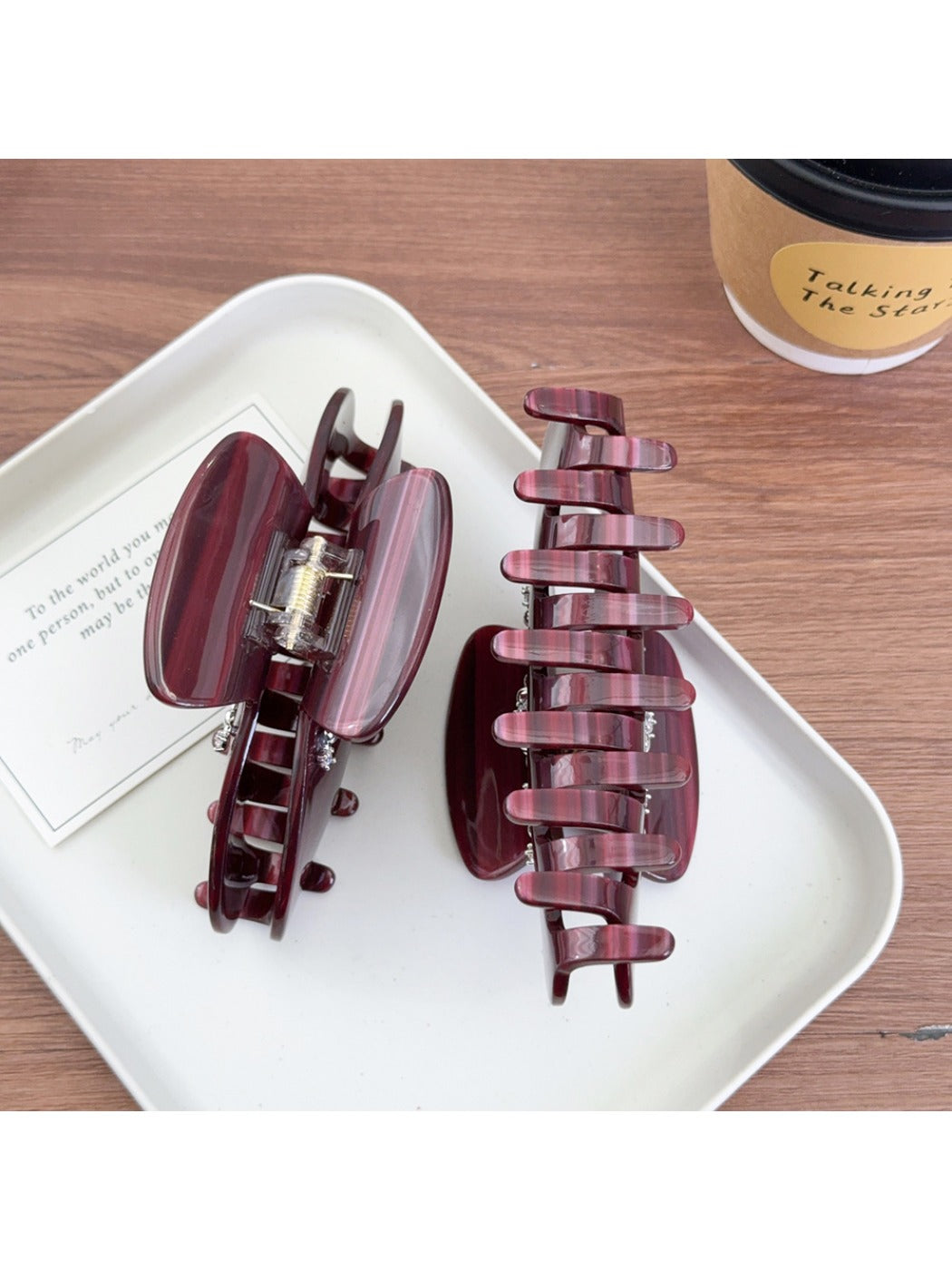 Beau - Striped Half Circle Hair Claw Clip