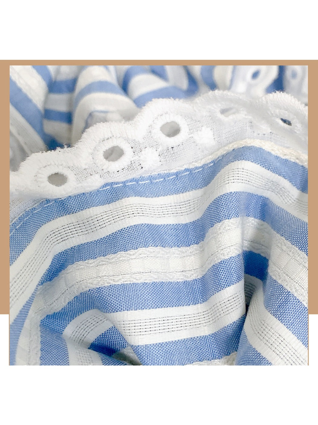 Gifty - Blue White Striped Lace Hair Tie