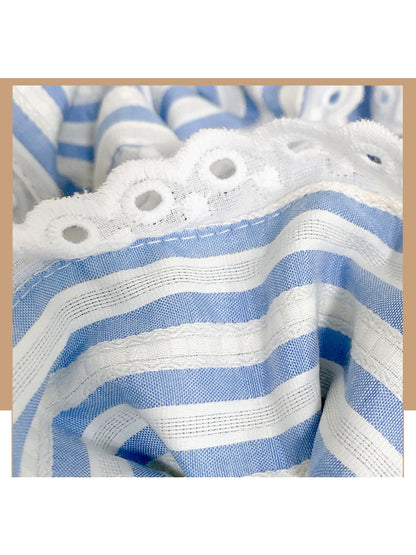 Gifty - Blue White Striped Lace Hair Tie