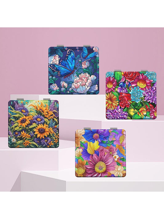 Mirroray - Sunflower Print Foldable Portable Makeup Mirror
