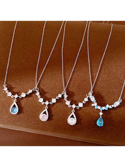 Nozari - Alloy Drop Pendant Clavicle Chain Necklace