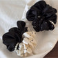 Gifty - Ruffled Satin Look Polka Dot Scrunchie