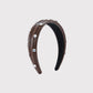 Gifty - Wide Profile Jeweled Leather Look Headband