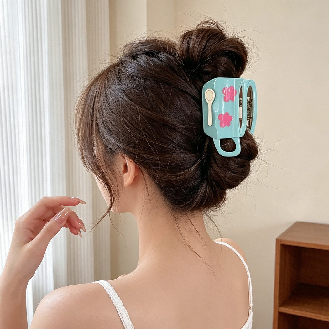 Beau - Cartoon Tea Cup Shape Acetate Claw Clip