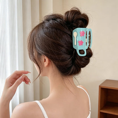 Beau - Cartoon Tea Cup Shape Acetate Claw Clip