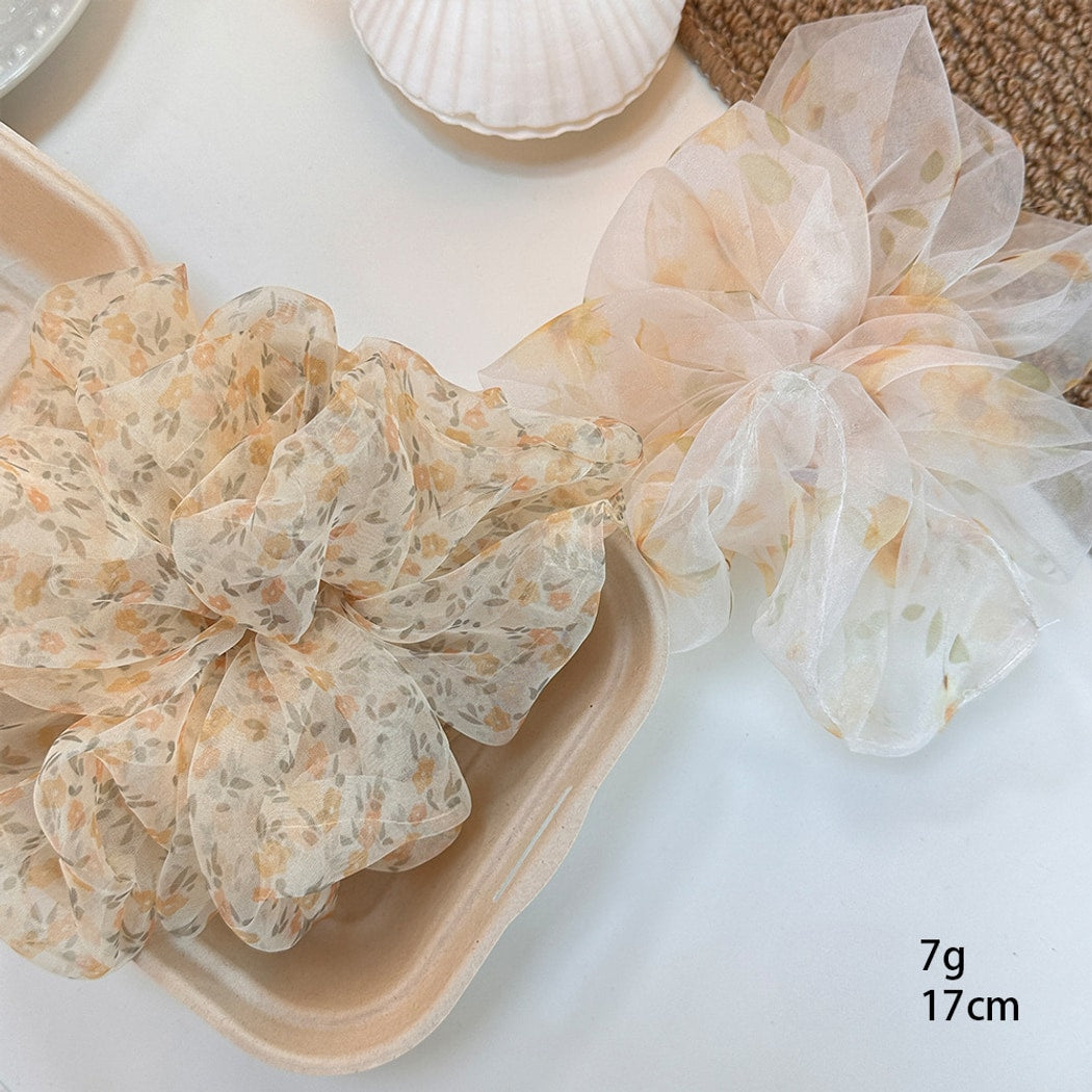 Gifty - Soft Floral Print Polyester Mesh Scrunchie