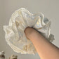 Gifty - White Floral Lace Trim Polyester Scrunchie
