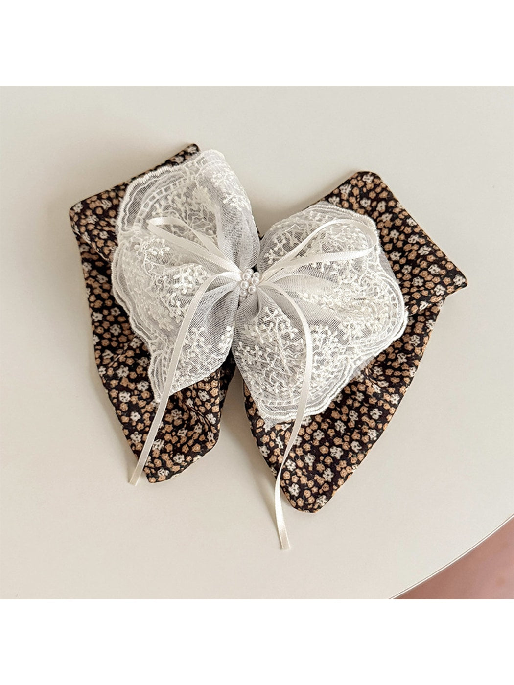 Beau - Layered Floral Bow Lace Detail Claw Clip