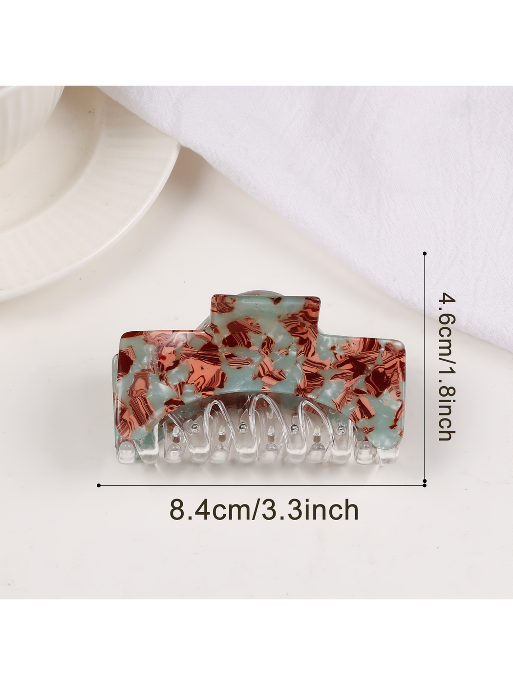 Beau - Large Square Marbled Texture Claw Clip