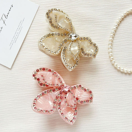 Beau - Alloy Trim Flower Acetate Hair Claw Clip