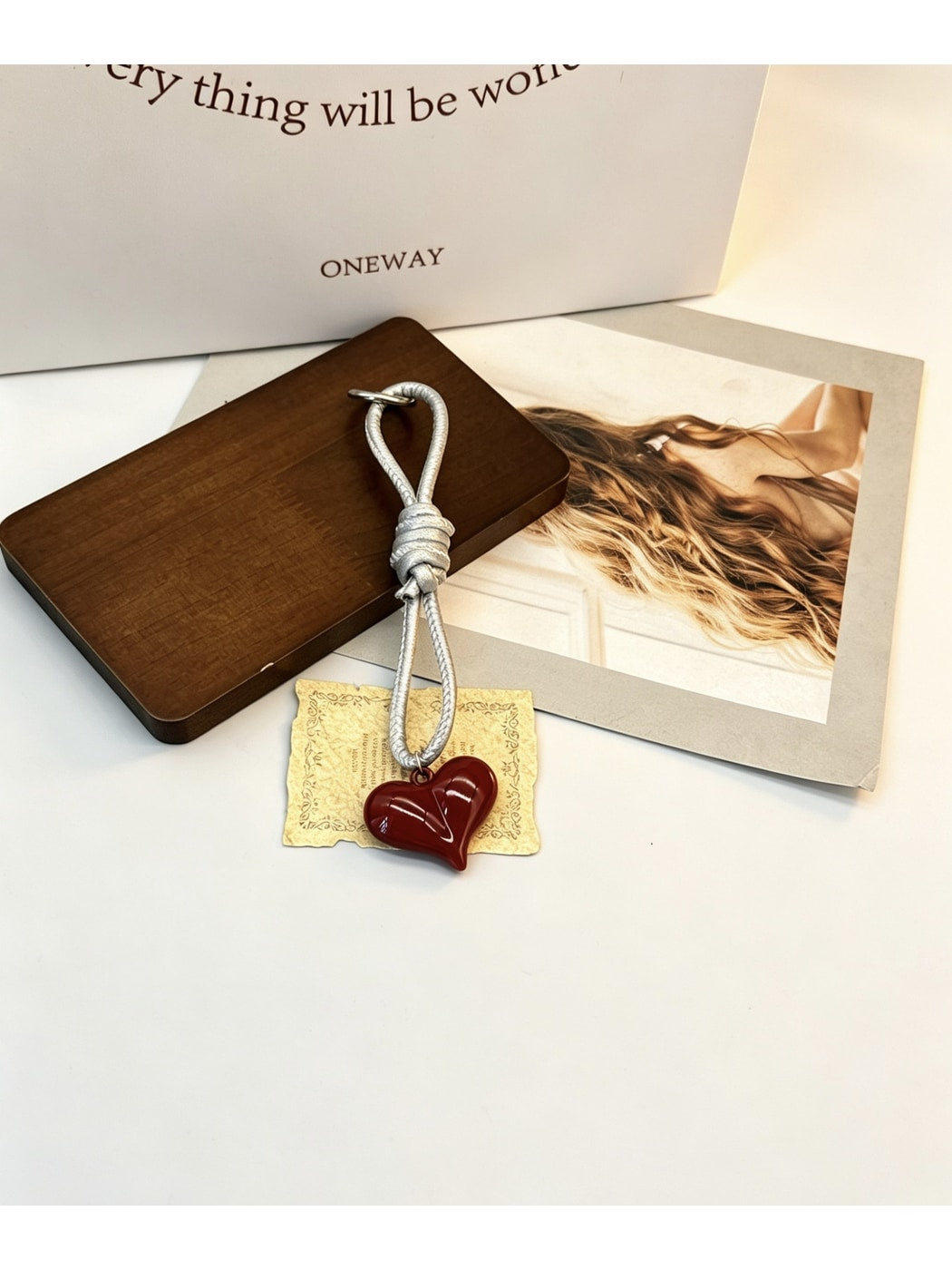 Keypus - Minimalist Heart Pendant Faux Leather Keychain