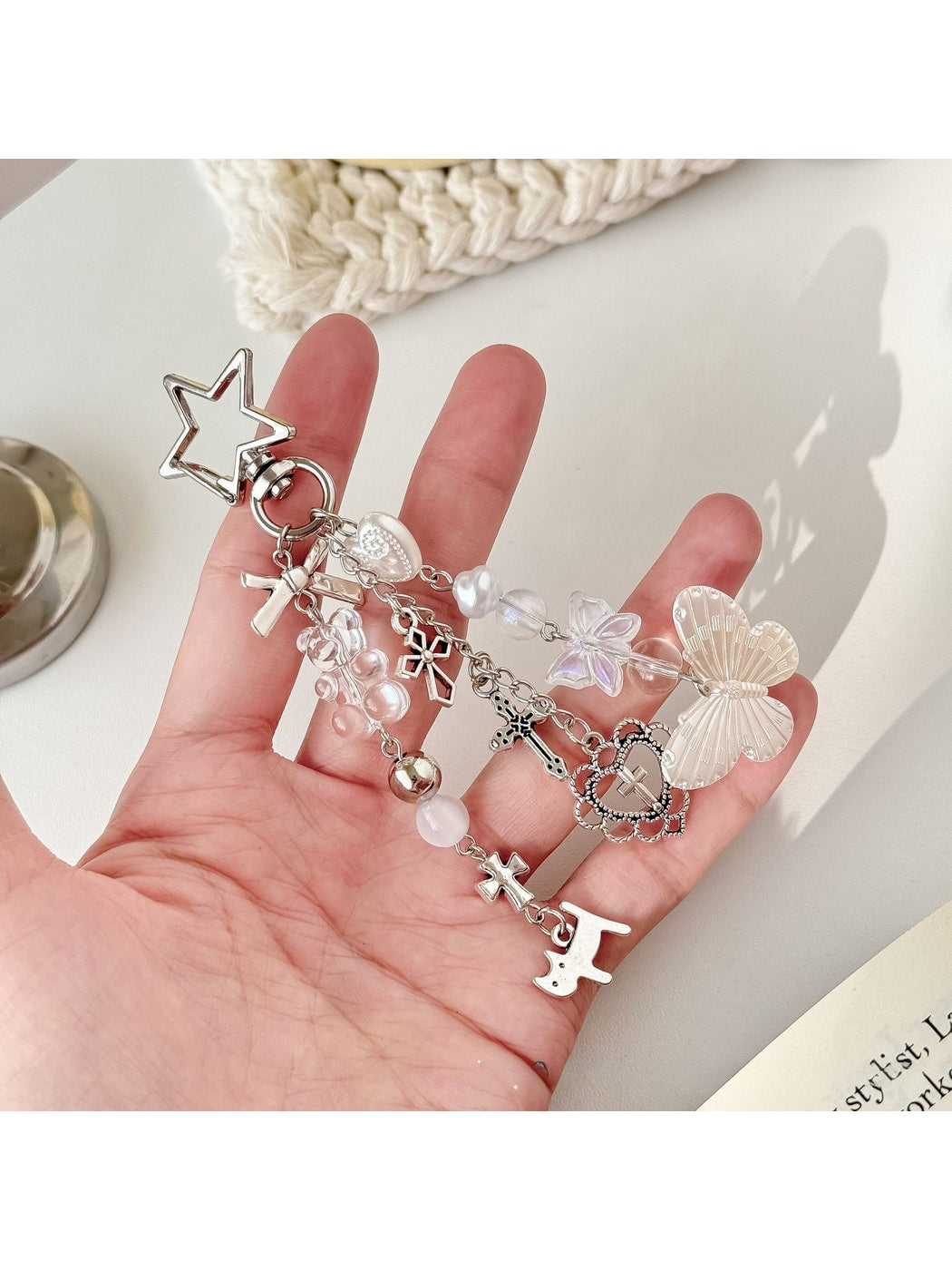 Keypus - Butterfly Heart Beaded Bag Charm Keychain