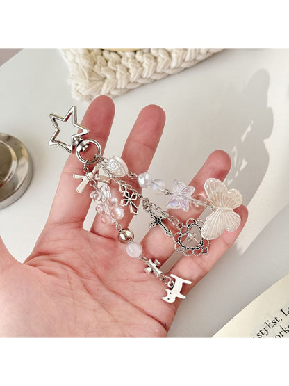 Keypus - Butterfly Heart Beaded Bag Charm Keychain