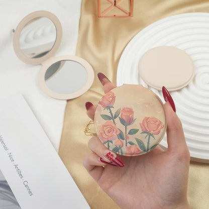 Mirroray - Round PU Cover Folding Touch Up Makeup Mirror