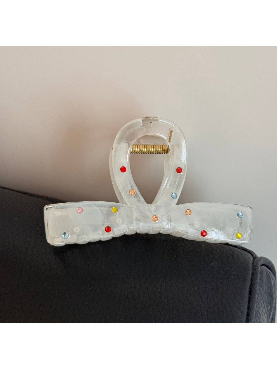 Beau - White Geometric Hair Claw Clip
