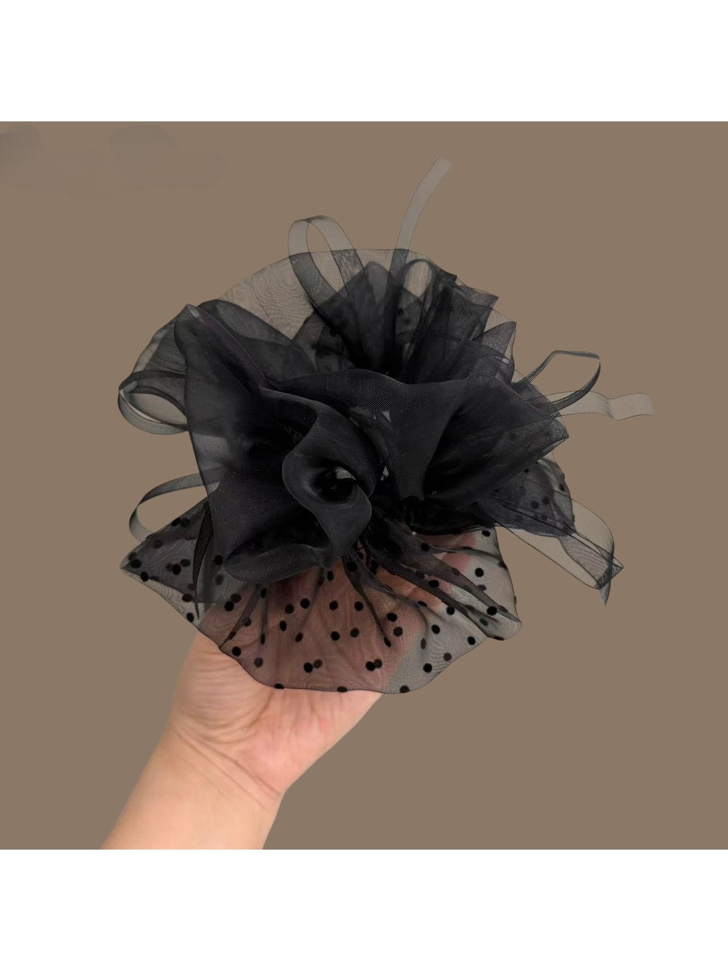 Gifty - Polka Dot Mesh Bow Ponytail Scrunchie