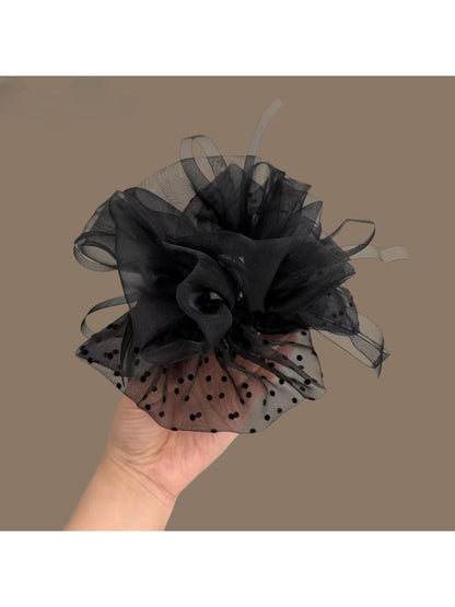 Gifty - Polka Dot Mesh Bow Ponytail Scrunchie