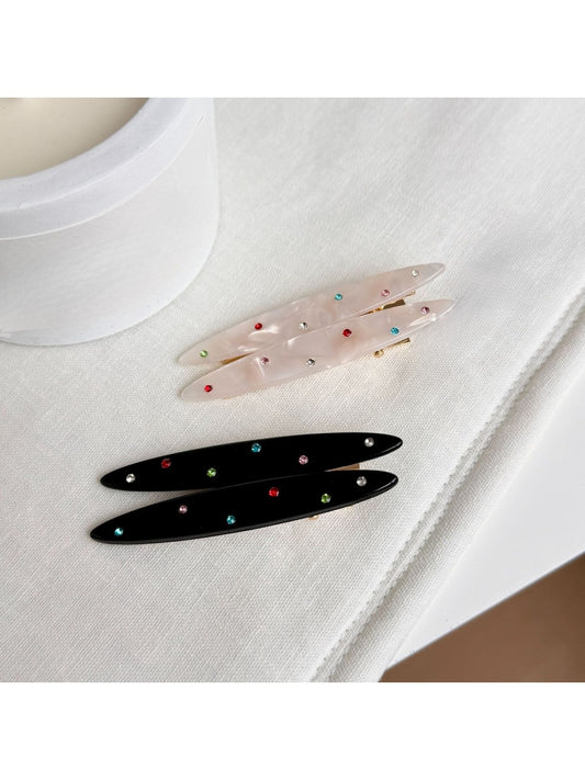 Beau - Rhinestone Willow Leaf-Shaped Hair Clip