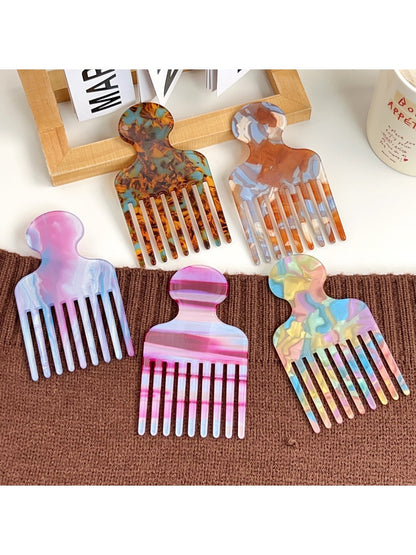 Camerow - Fashionable Marble Pattern Acetate Hair Comb