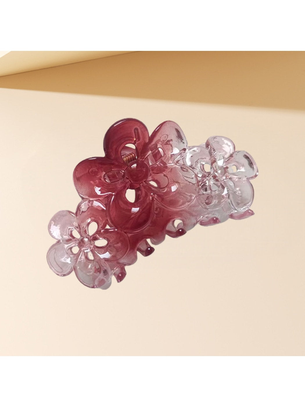 Beau - Gradient Three Flowers Plastic Claw Clip