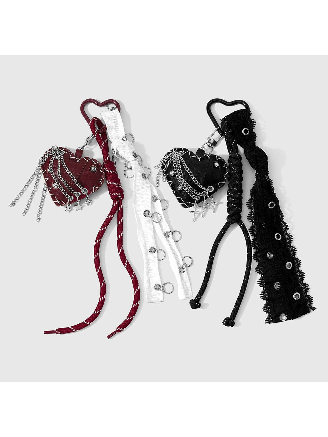 Keypus - Alloy PU Heart Pendant Detail Keychain