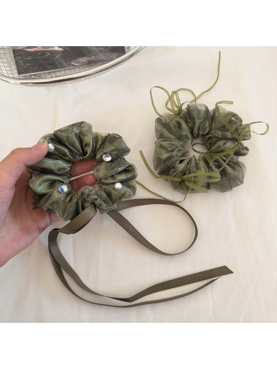 Gifty - Double Layer Mesh Ribbon Polyester Scrunchie
