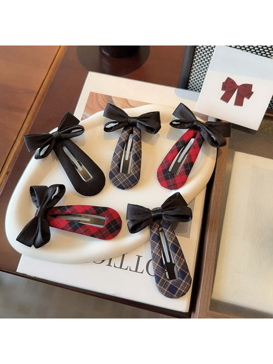 Beau - Polyester Alloy Bow Snap Hair Clip