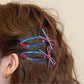 Beau - Color-Blocked Red and Blue Hair Clip