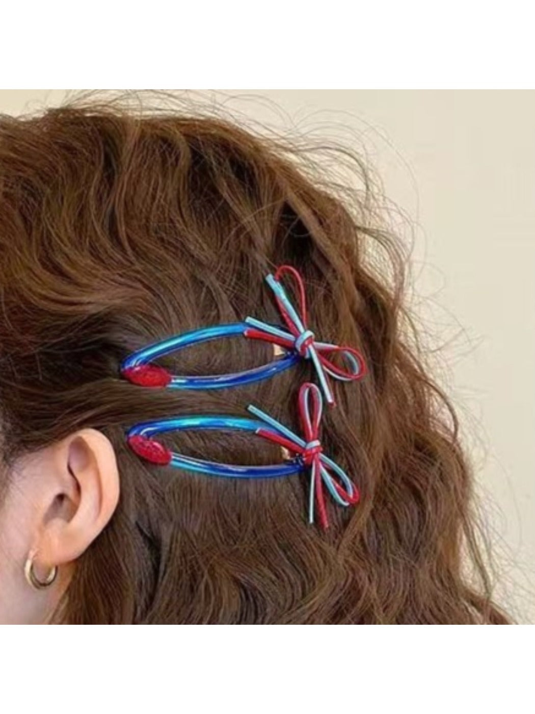 Beau - Color-Blocked Red and Blue Hair Clip