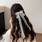 Beau - Beaded Bow Lace Ribbon Long Tail Hair Clip