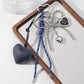 Keypus - Faux Leather Heart and Beaded Bow Charm Keychain