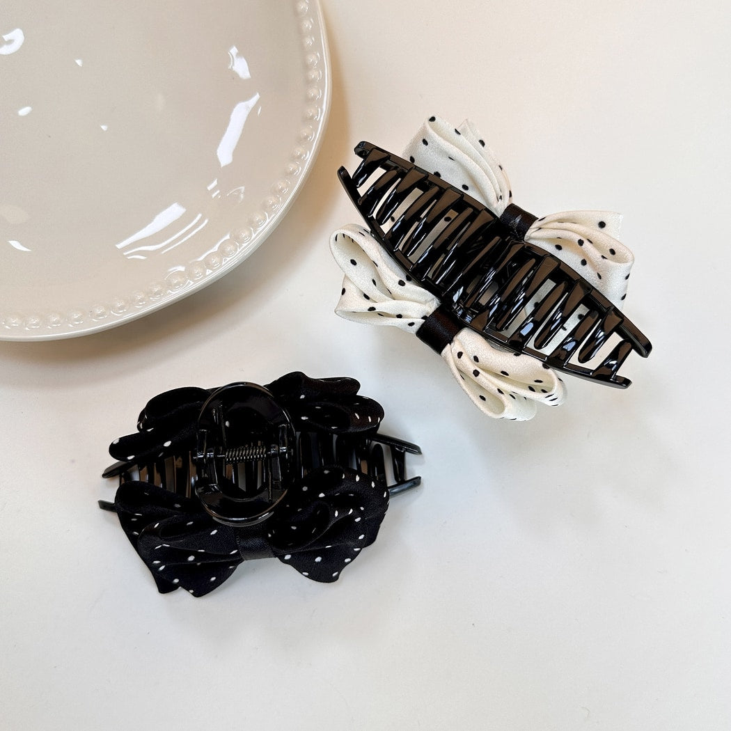 Beau - Polka Dot Bow Plastic Claw Clip