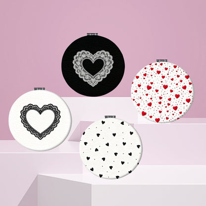 Mirroray - Round Heart Pattern Folding Makeup Mirror