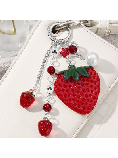 Keypus - Y2K Strawberry Bow Acrylic Bag Charm Keychain