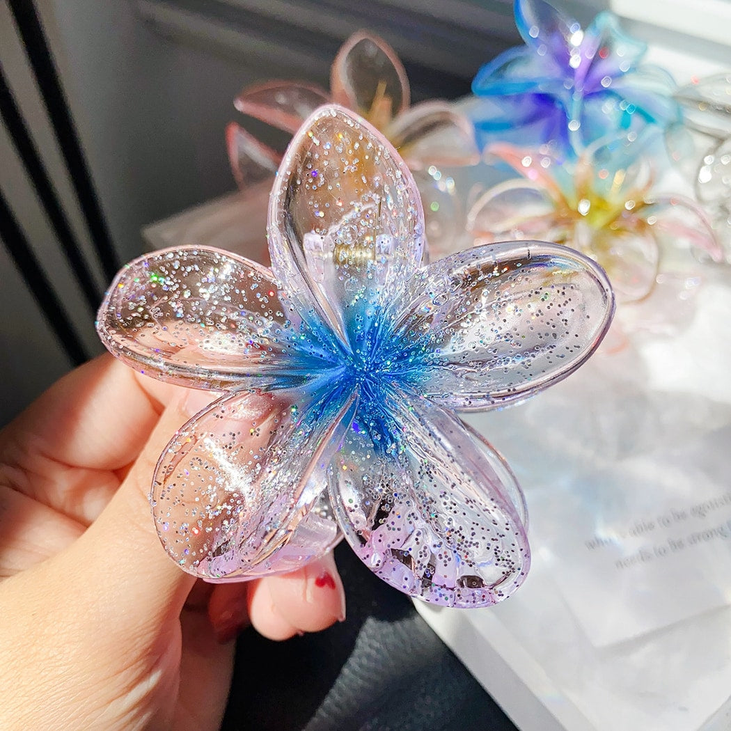 Beau - Glitter Flower Shaped Sweet Claw Clip