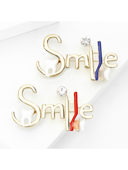 Brovia - Enamel Tooth Letter Alloy Accent Brooch Pin