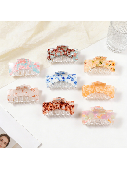 Beau - Large Square Marbled Texture Claw Clip