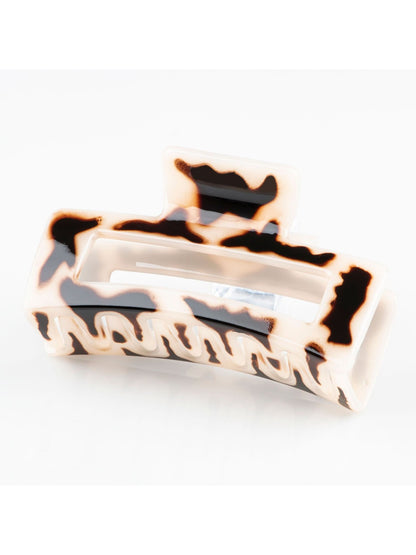 Beau - Leopard Print Openwork Square Claw Clip